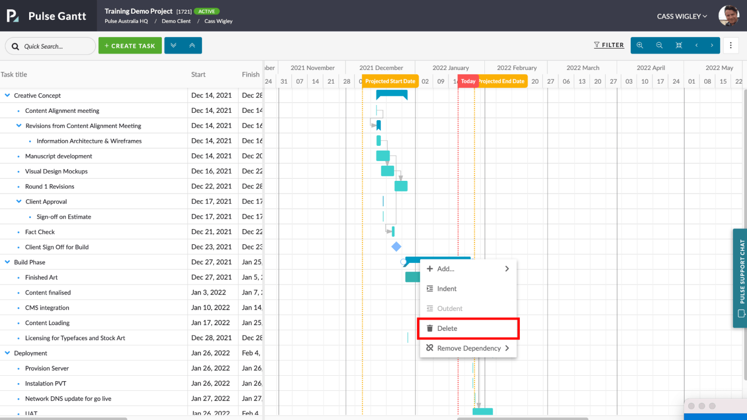 Deleting Tasks Pulse Project Management Software Deleting Tasks Pulse Project Management Software